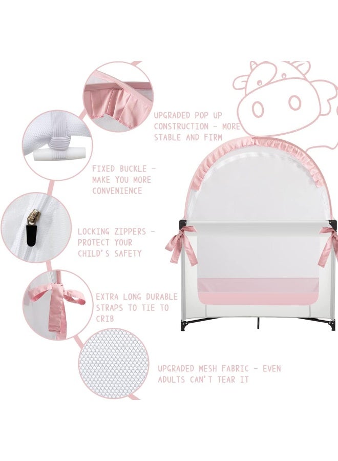 L RUNNZER Pack N Play Tent, Baby Mini Crib Tent to Keep Baby in, Crib Net for Pack and Play, Mini Cribs & Play Yard (39.6" L x 27.6" W x 49.2" H) - Image 2